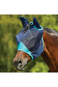 Weatherbeeta Comfitec Deluxe Fine Mesh Fly Mask With Ears 1006939 - Navy Turquoise